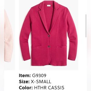 J Crew Sweater-blazer Item G9309 NWOT
